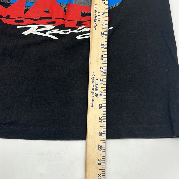 VINTAGE MAC TOOLS 90s ERNIE IRVAN MENS STREET WEAR T-SHIRT BLACK ALLOVER PRINT - Picture 7 of 11